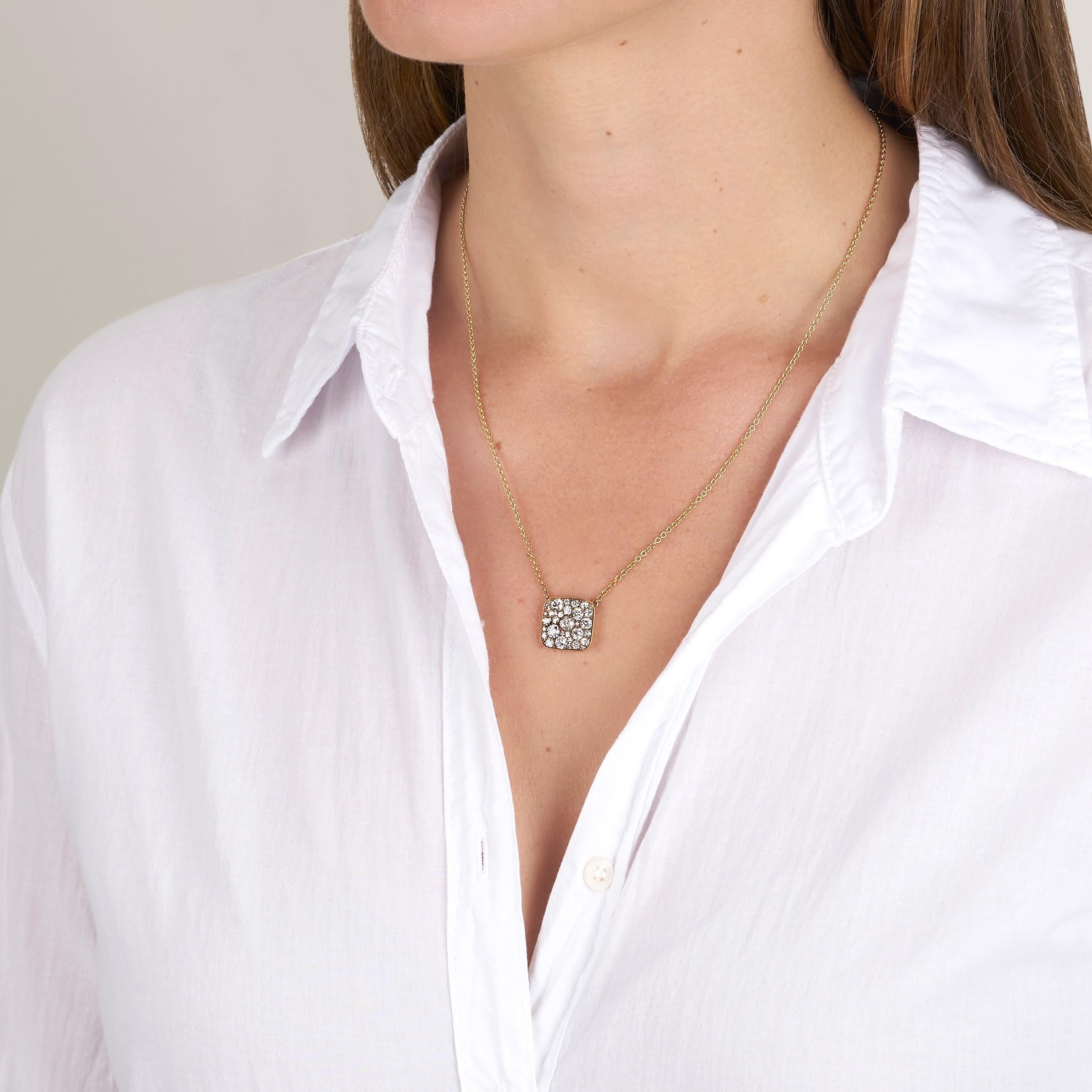 Handcrafted Square Cobblestone Necklace by Single Stone In New Condition In Los Angeles, CA