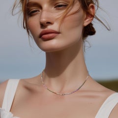 Collana artigianale in oro 18 carati con perline di tormalina, regolabile a 16"