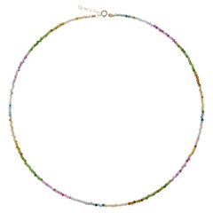 Collana artigianale in oro 18 carati con perline di tormalina, regolabile a 16"