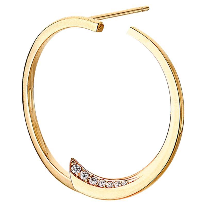 Taglio brillante Orecchini a cerchio con diamanti in oro 18 carati realizzati a mano - Design classico con un tocco moderno in vendita