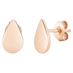 Handcrafted 18K Rose Gold Drop Stud Earrings