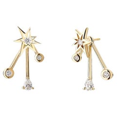 Handcrafted 18K Yellow Gold Diamond Earring Jackets & Studs – Ear Style