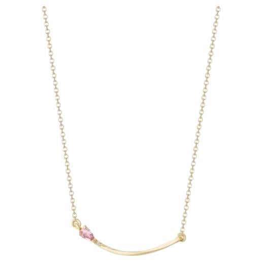 Handcrafted 18K Yellow Gold Necklace – Pink Sapphire & Pave Diamond Pendant