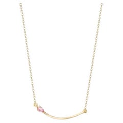 Handcrafted 18K Yellow Gold Necklace – Pink Sapphire & Pave Diamond Pendant