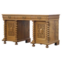Handcrafted 1960s Danish Oak Desk, Deep Patina, Sculptural Mid-Century design