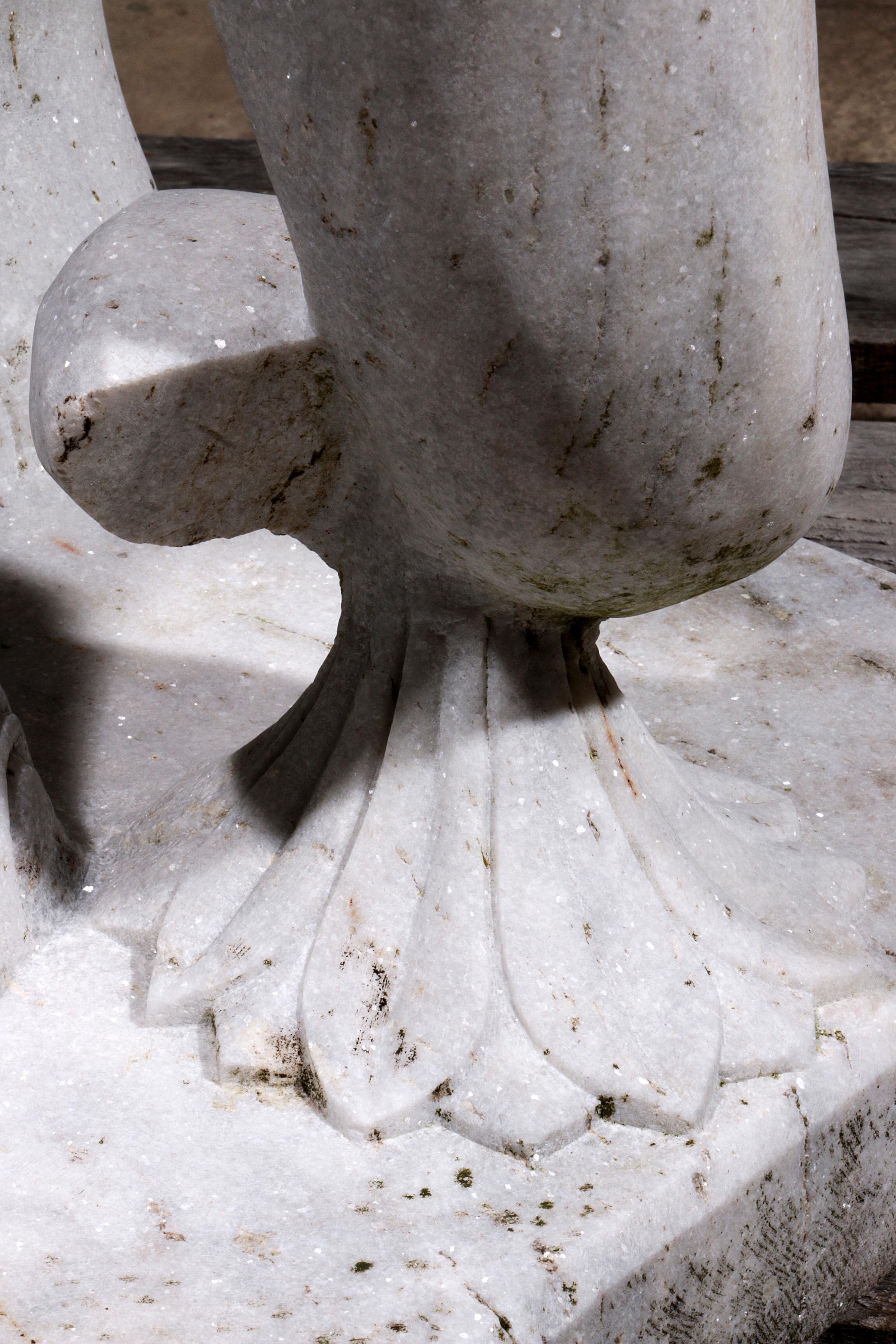 Handcrafted 2 Large Marble Elephant Statues For Sale 2