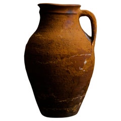 Handcrafted 20th Century Rustic Patina Earthenware Vintage Jug