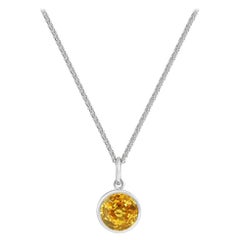 Collier pendentif en or blanc 18 carats avec saphir jaune de 1,50 carat, fabriqué à la main