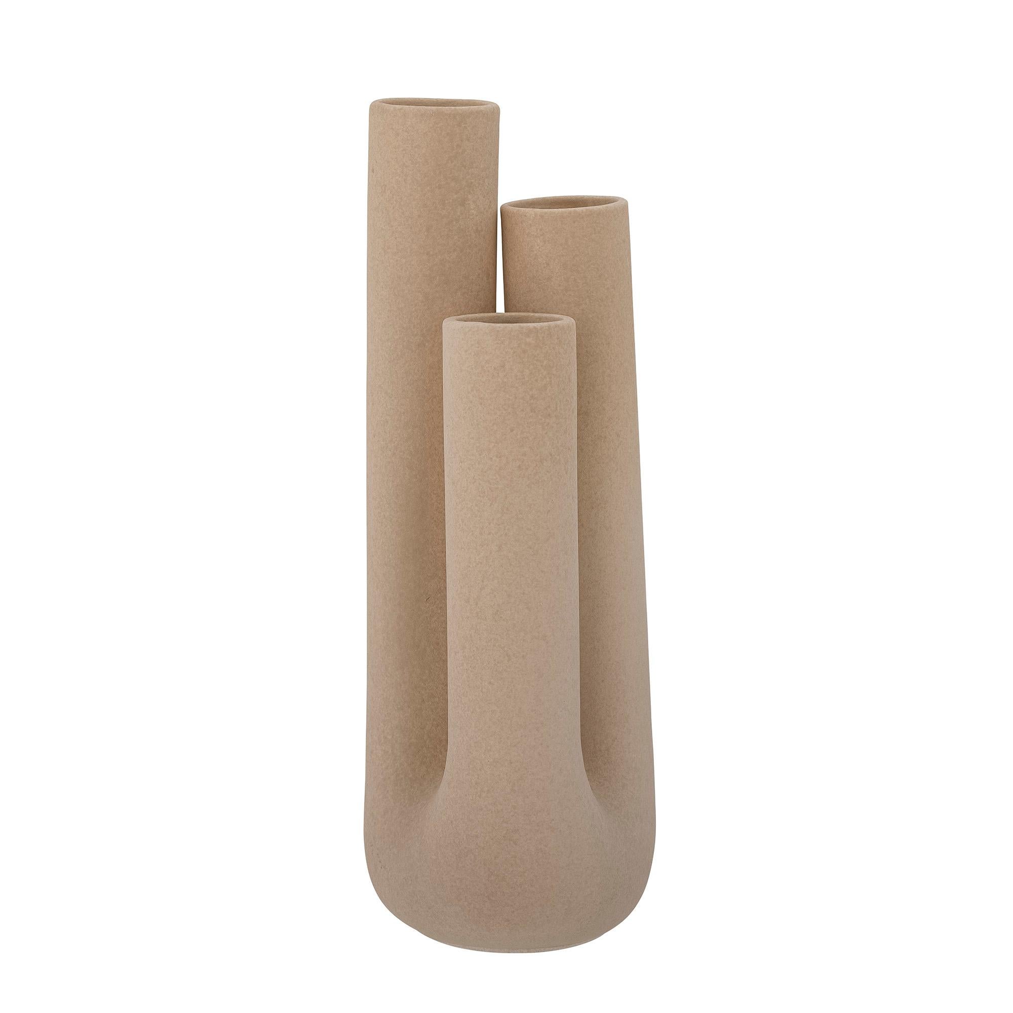 Handmade stoneware vase, natural toned painted finish with sablé (sand grain) texture.