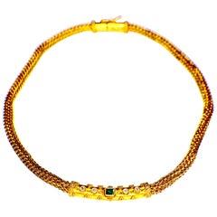 GEMOLITHOS Handcrafted, 22 Karat Gold Emerald and Diamond Necklace