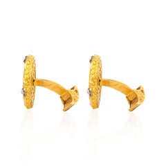 Handcrafted 22K Gold Ancient Byzantine Coin Embeded & Hand-Chiseled Cufflinks