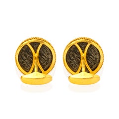 Handcrafted 22K Gold Byzantine Era Bronze Coin Cufflinks