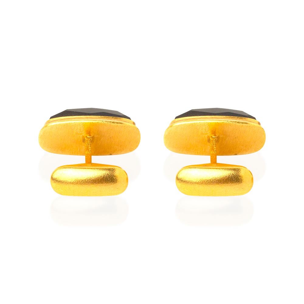 Artisan Handcrafted 22K Gold Onyx Cufflinks