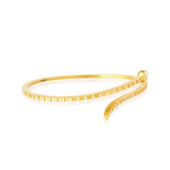 Handcrafted 22K Gold Stylized Snake Bracelet with Diamonds