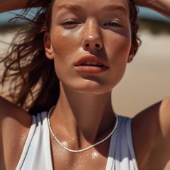 Collana artigianale in vermeil 22 carati con perla d'acqua dolce minuscola e turchese