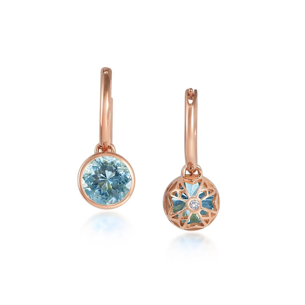 Handgefertigte Tropfenohrringe mit 2,70 Karat Aquamarin aus 18 Karat Roségold (Zeitgenössisch) im Angebot