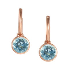 Boucles d'oreilles en goutte en or rose 18 carats avec aigue-marine de 2,70 carats, fabriquées à la main