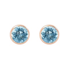 Clous d'oreilles en or rose 18 carats avec aigue-marine de 2,70 carats, fabriqués à la main