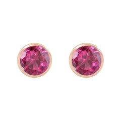 Handcrafted 2.60 Carats Pink Tourmaline 18 Karat Rose Gold Stud Earrings