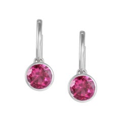 Boucles d'oreilles en goutte en or blanc 18 carats avec tourmaline rose de 2,60 carats, fabriquées à la main