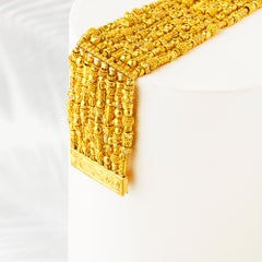 Pulsera de cuentas artesanal de oro de 24 quilates inspirada en Troya con diamantes finos