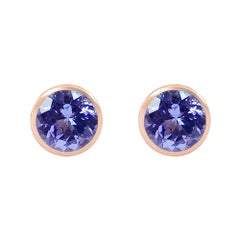 Handcrafted 2.80 Carats Tanzanite 18 Karat Rose Gold Stud Earrings