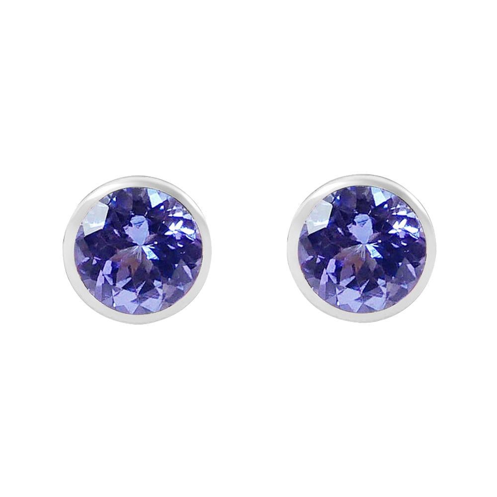 Handcrafted 2.80 Carats Tanzanite 18 Karat White Gold Stud Earrings For Sale