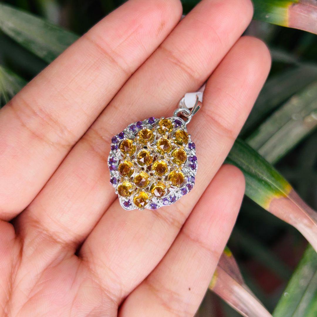 Donna Ciondolo artigianale con più pietre da 3,25 carati in argento Sterling 925 Regalo per la mamma in vendita