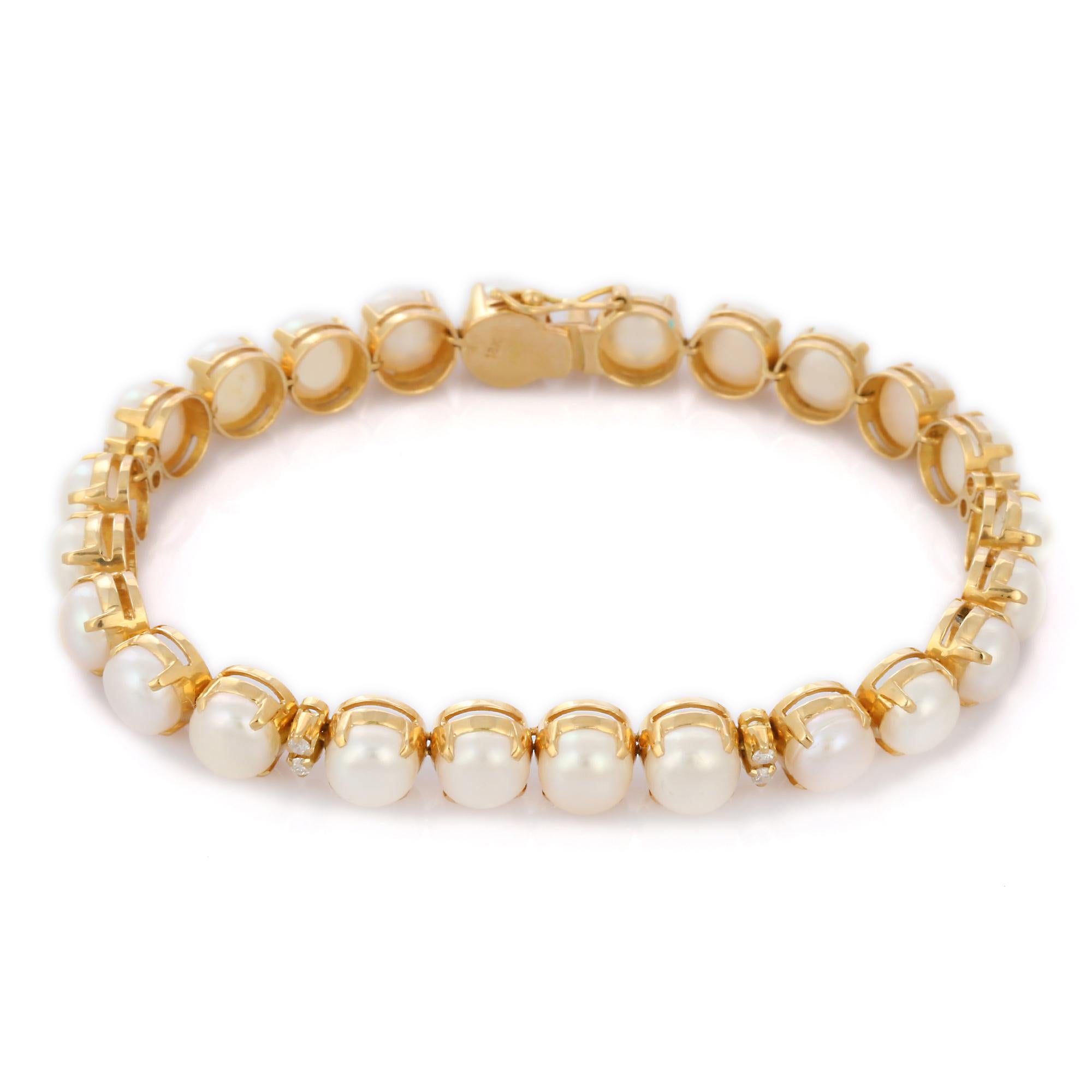 18k gold vintage mother of pearl two layers bracelet