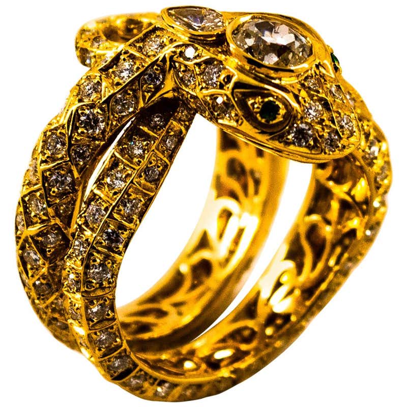 Emerald Gold Snake Ring Statement J Dauphin For Sale at 1stDibs ...