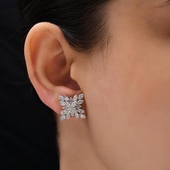 3.98Ct Diamond Floral Statement Ohrstecker 18k Weißgold Alle Zölle gezahlt