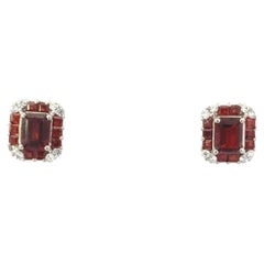 Handcrafted 4.15 crt Garnet January Birthstone Studs Earring Made in 925 Silver