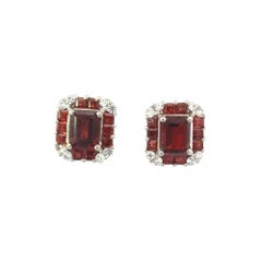 Pendientes artesanales de plata con piedra de nacimiento de enero granate de 4,15 ct para mamá