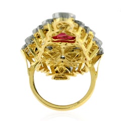 Handgefertigter 4,27ct Spinell Ring mit 1,39ct Brillanten in 14k Gold