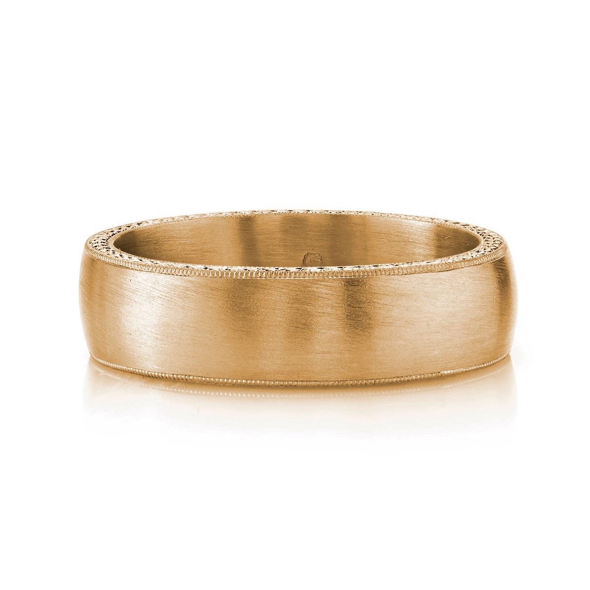 For Sale:  Handcrafted Engraved 6mm Joseph Band in 18K Gold by Single Stone 4