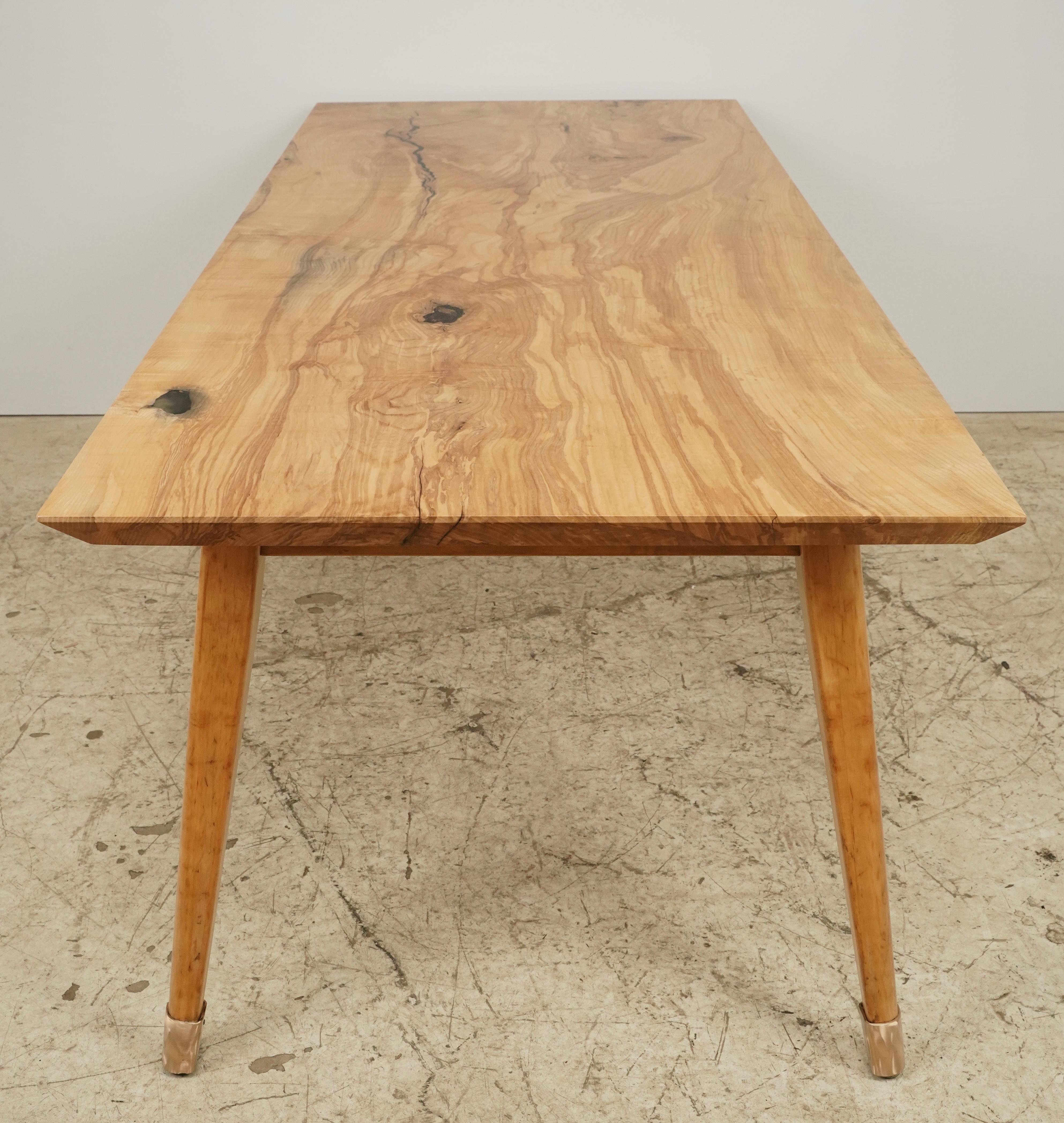 Handcrafted 8 ft. Ash Mid Century Dining Room Table In New Condition For Sale In New York, NY