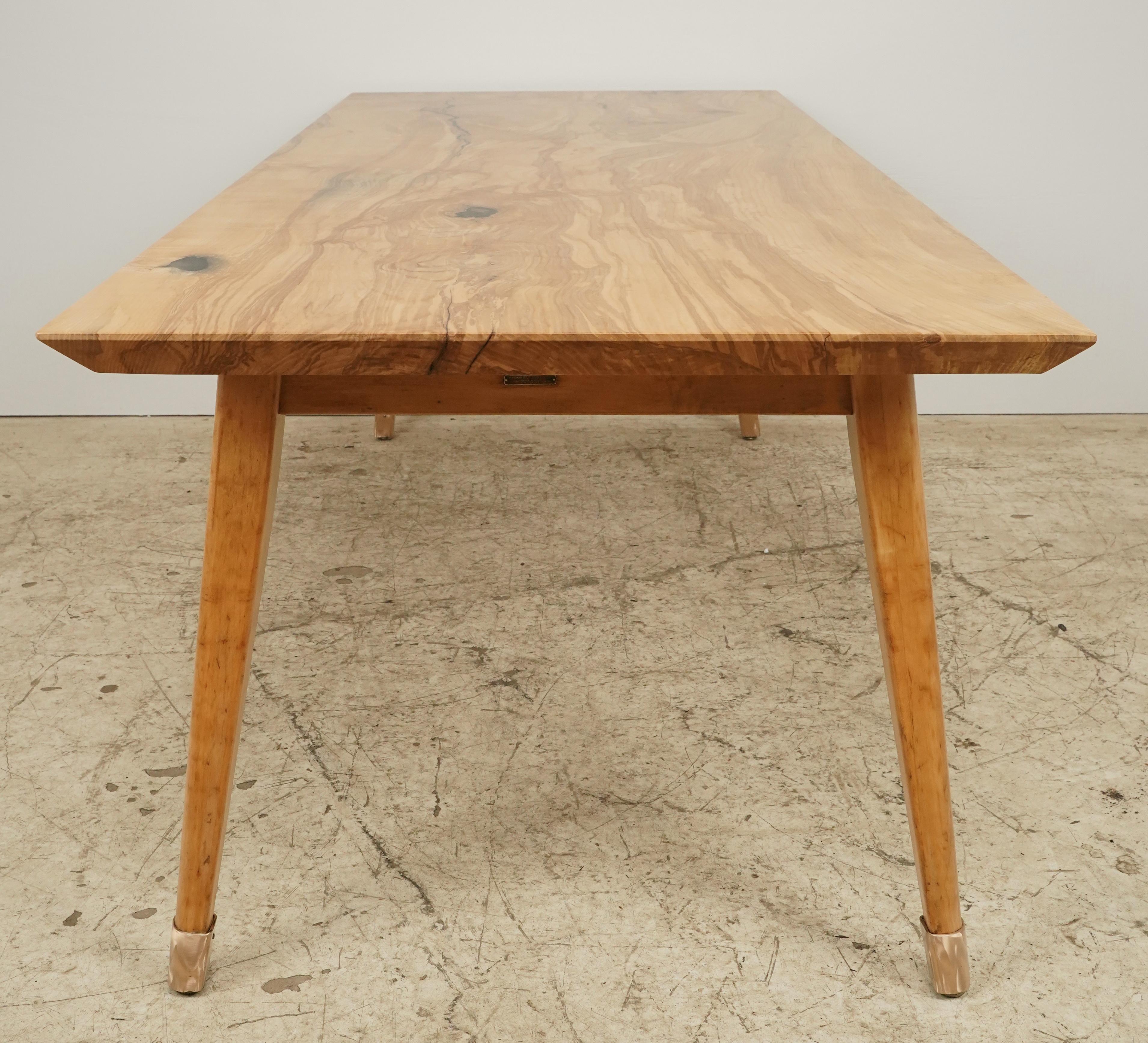 Contemporary Handcrafted 8 ft. Ash Mid Century Dining Room Table For Sale