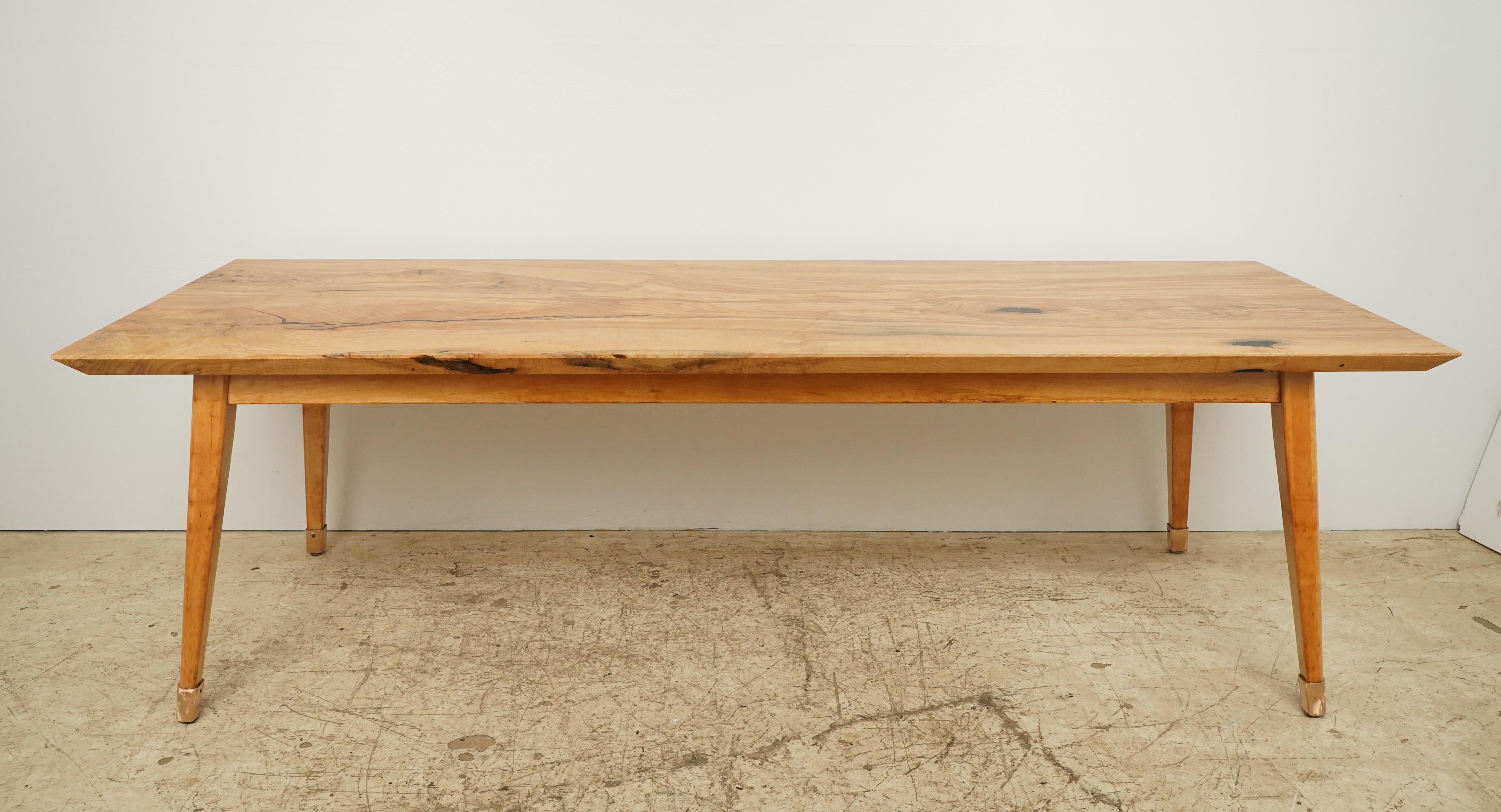 Handcrafted 8 ft. Ash Mid Century Dining Room Table For Sale 1