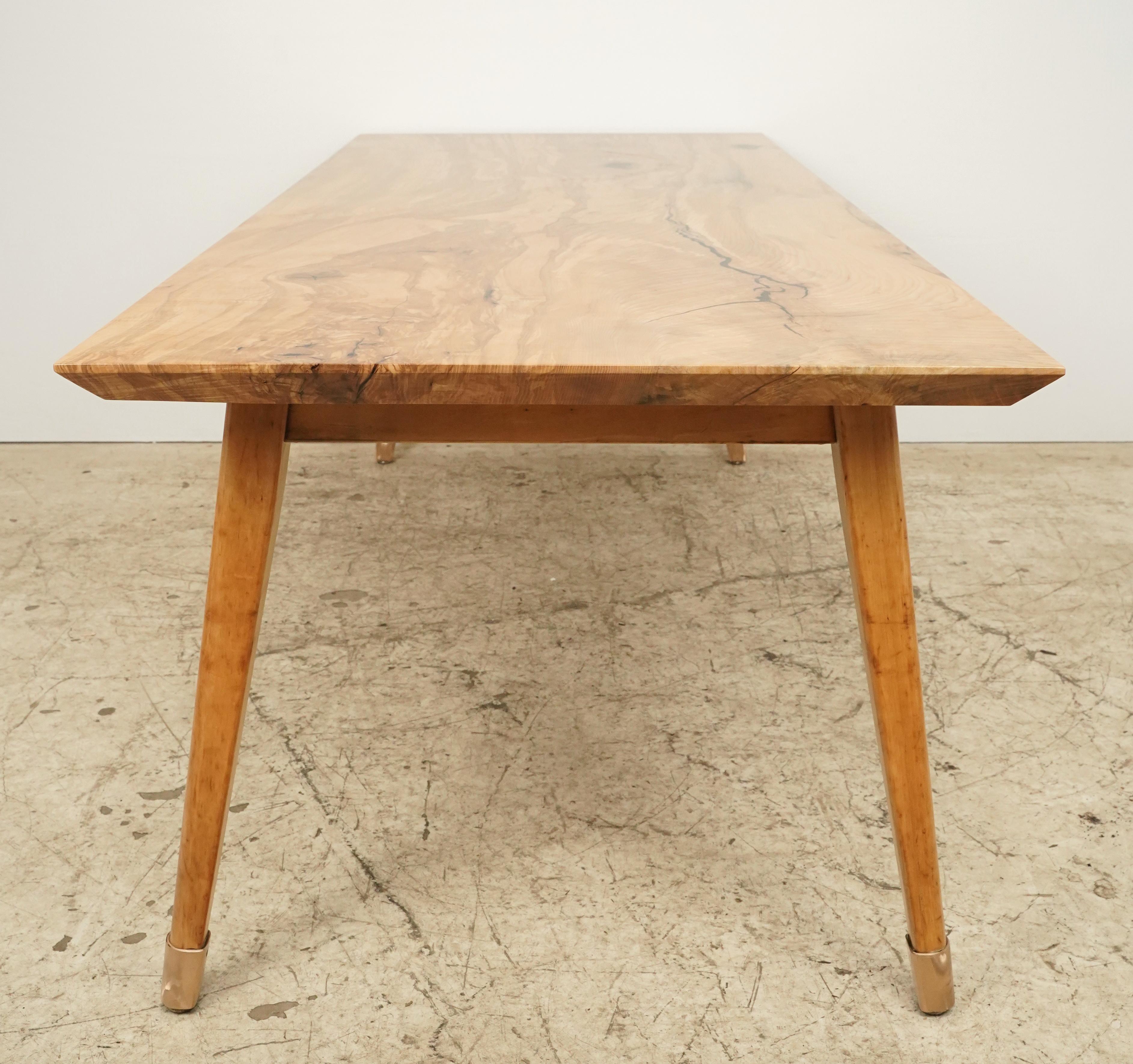 Handcrafted 8 ft. Ash Mid Century Dining Room Table For Sale 3