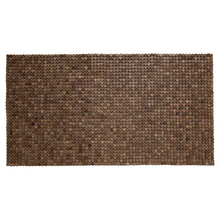 Handcrafted Acacia Wood Round Mosaic Mat