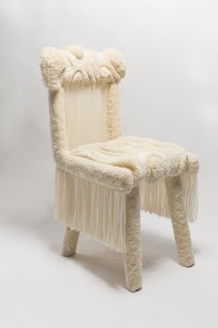 Sillón Artesanal Sabueso Afgano de Vintola Studio en Lana Crema