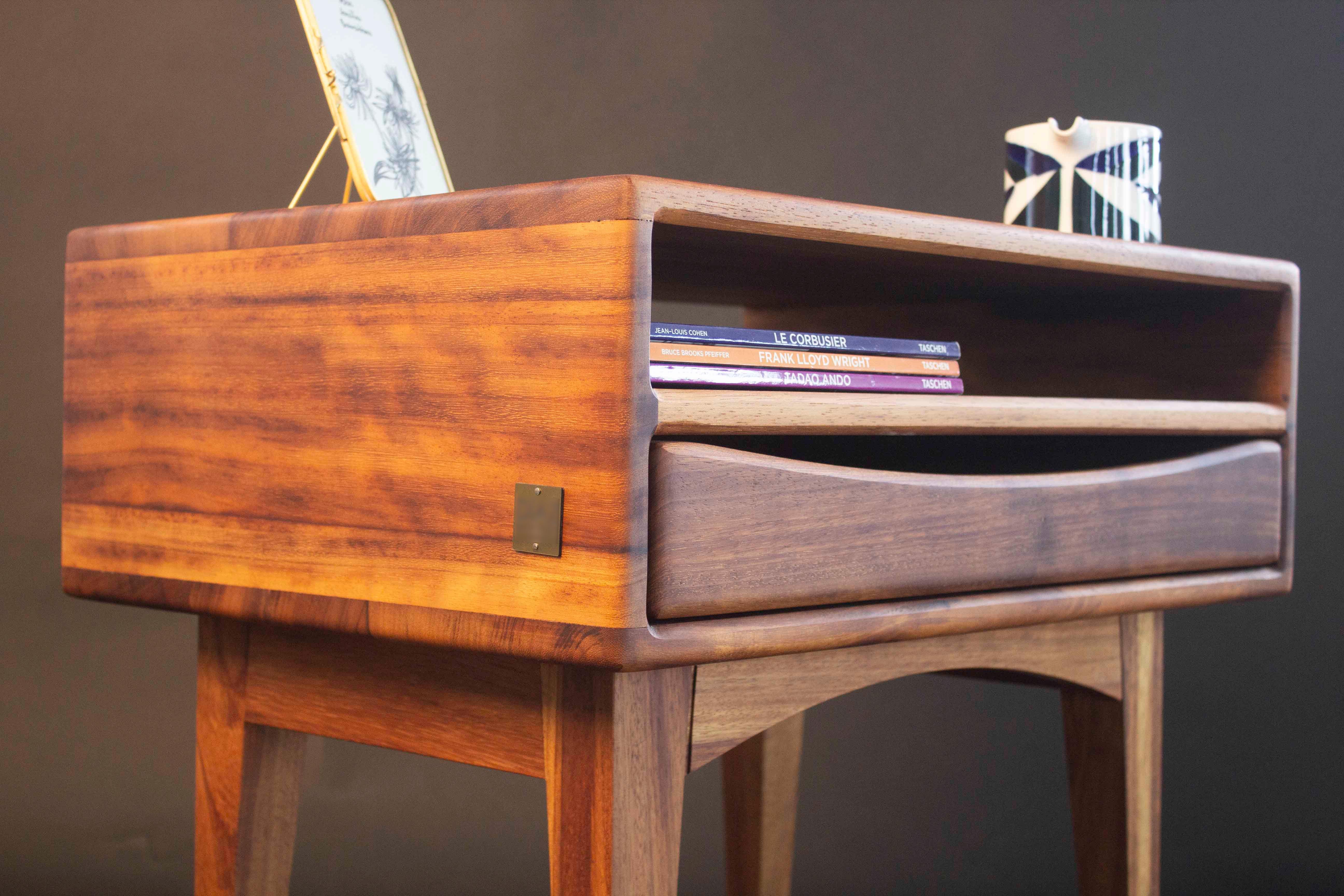 Mid-Century Modern Handcrafted African Teak Bedside Table Inspired by Mid-Century Danish Design For Sale