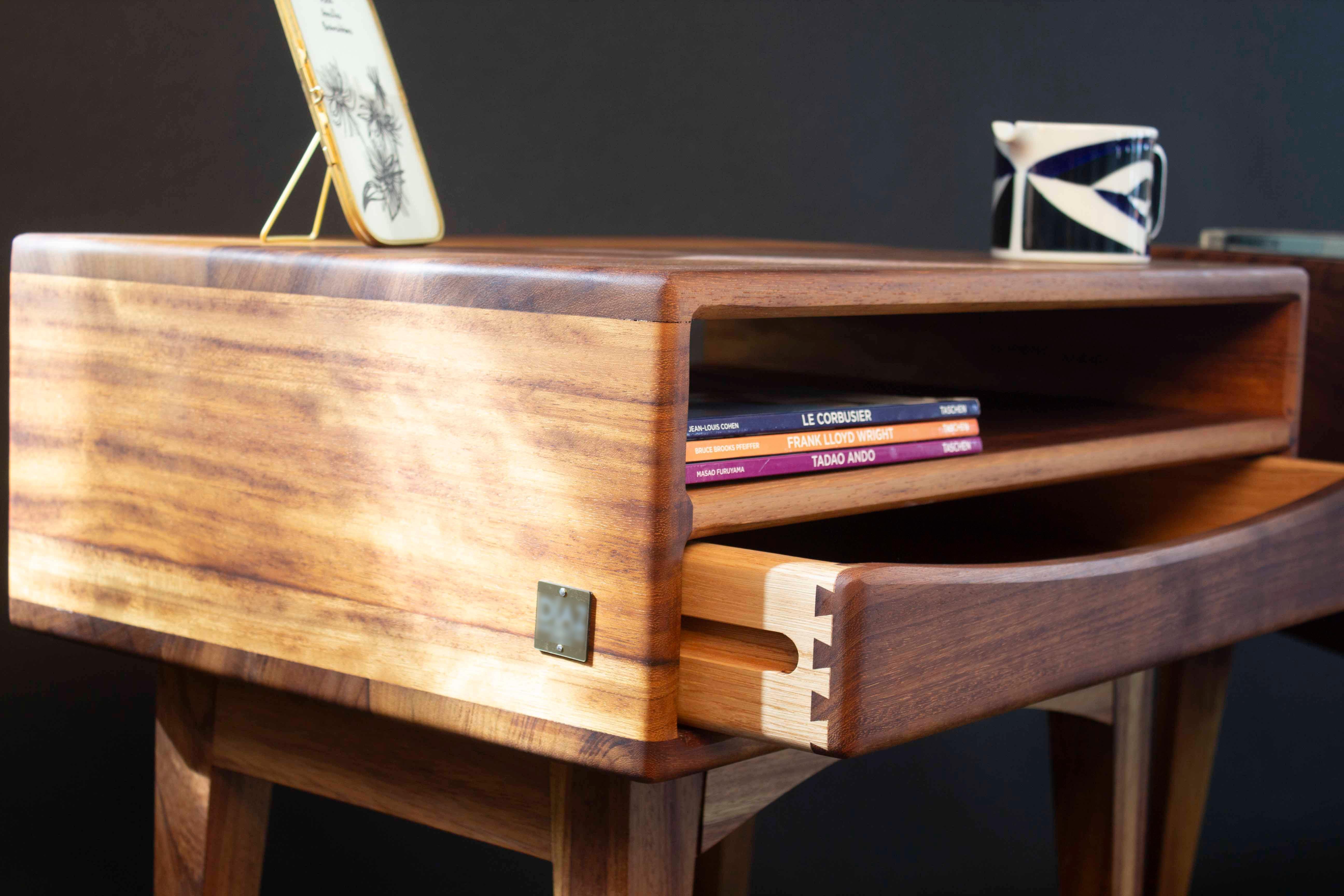 Handcrafted African Teak Bedside Table Inspired by Mid-Century Danish Design In New Condition For Sale In CAMBRE, ES