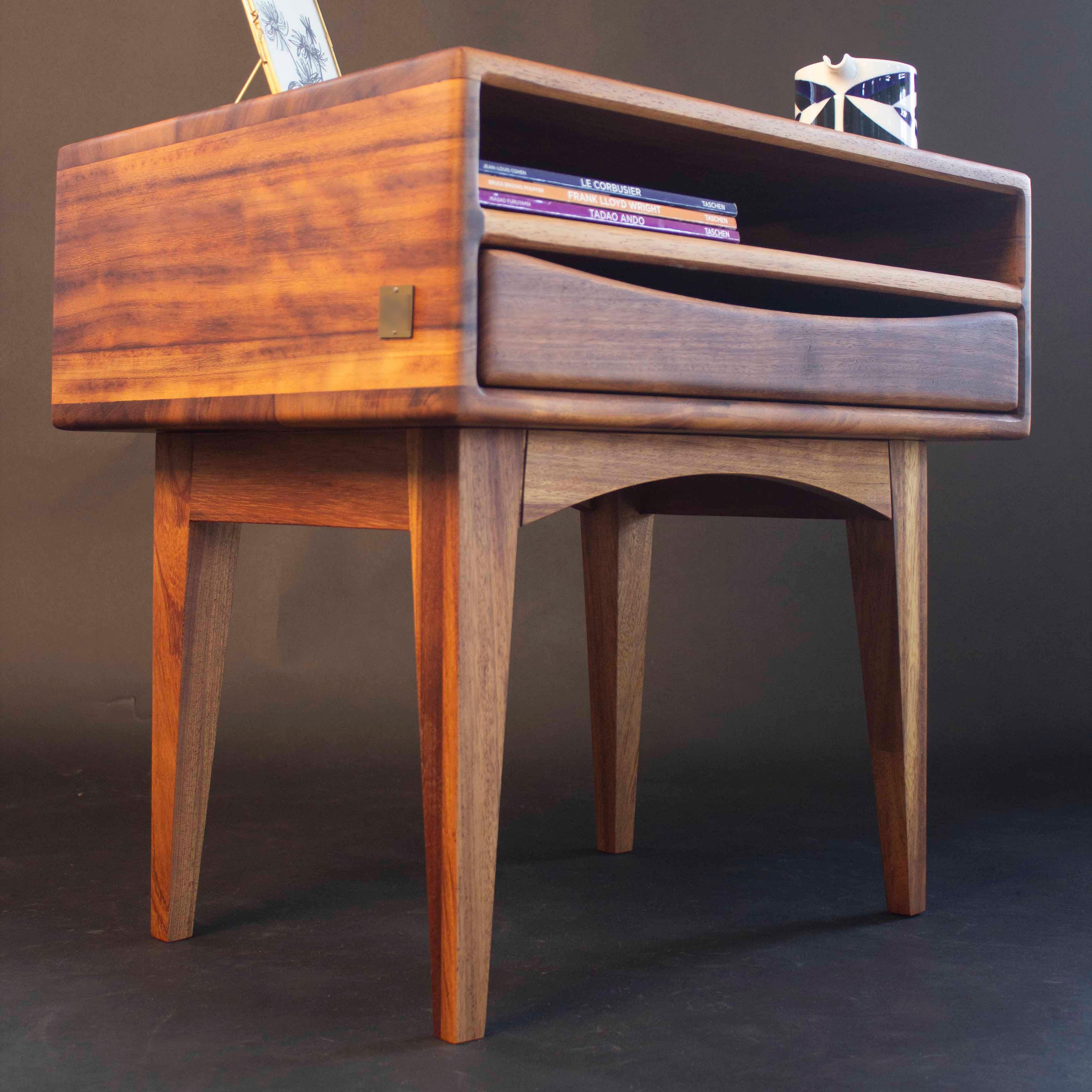 Contemporary Handcrafted African Teak Bedside Table Inspired by Mid-Century Danish Design For Sale