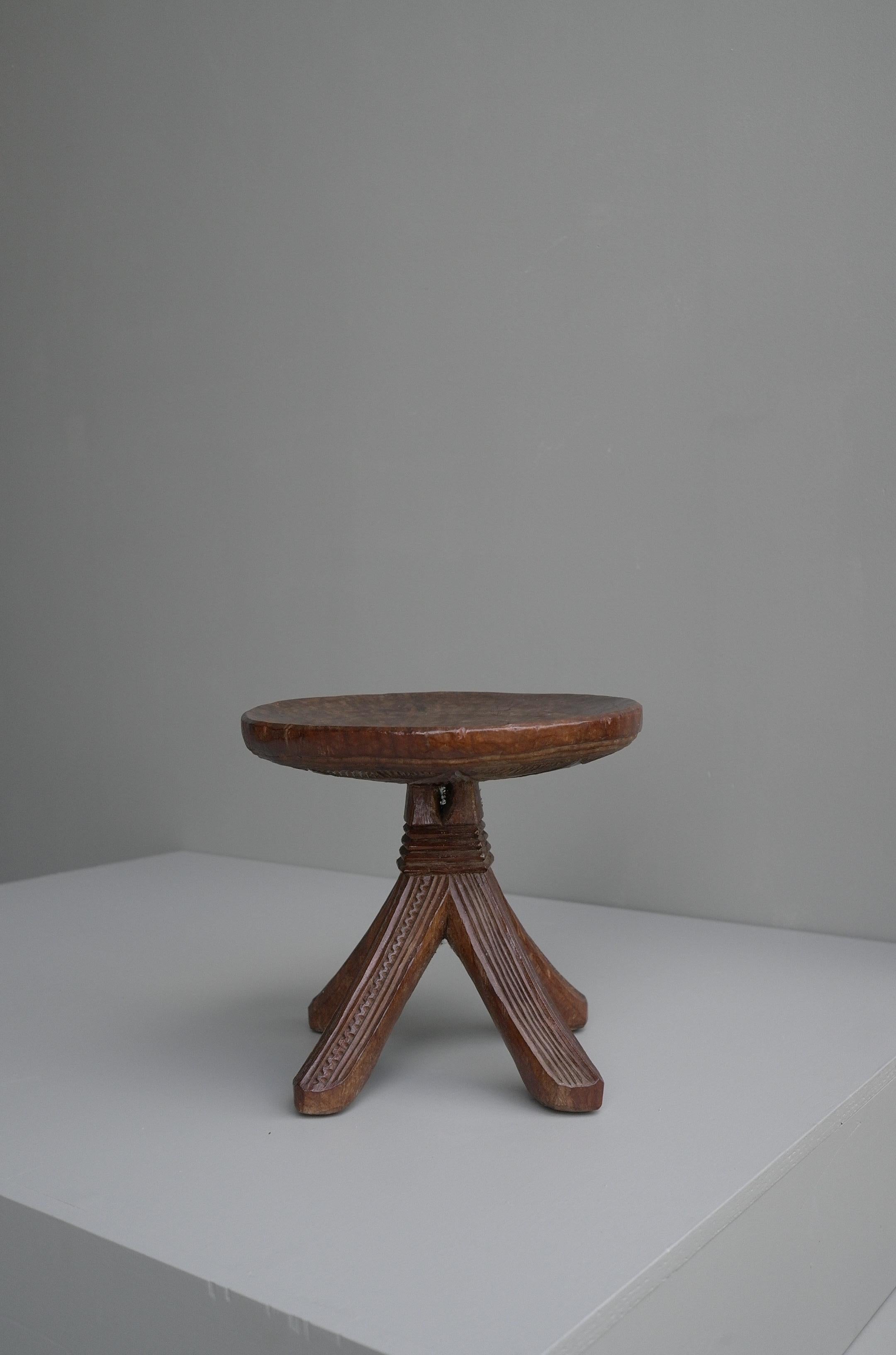 20th Century Handcrafted African Tribal Art Craftsmanship Stool, Mid-Century Modern, 1950's For Sale