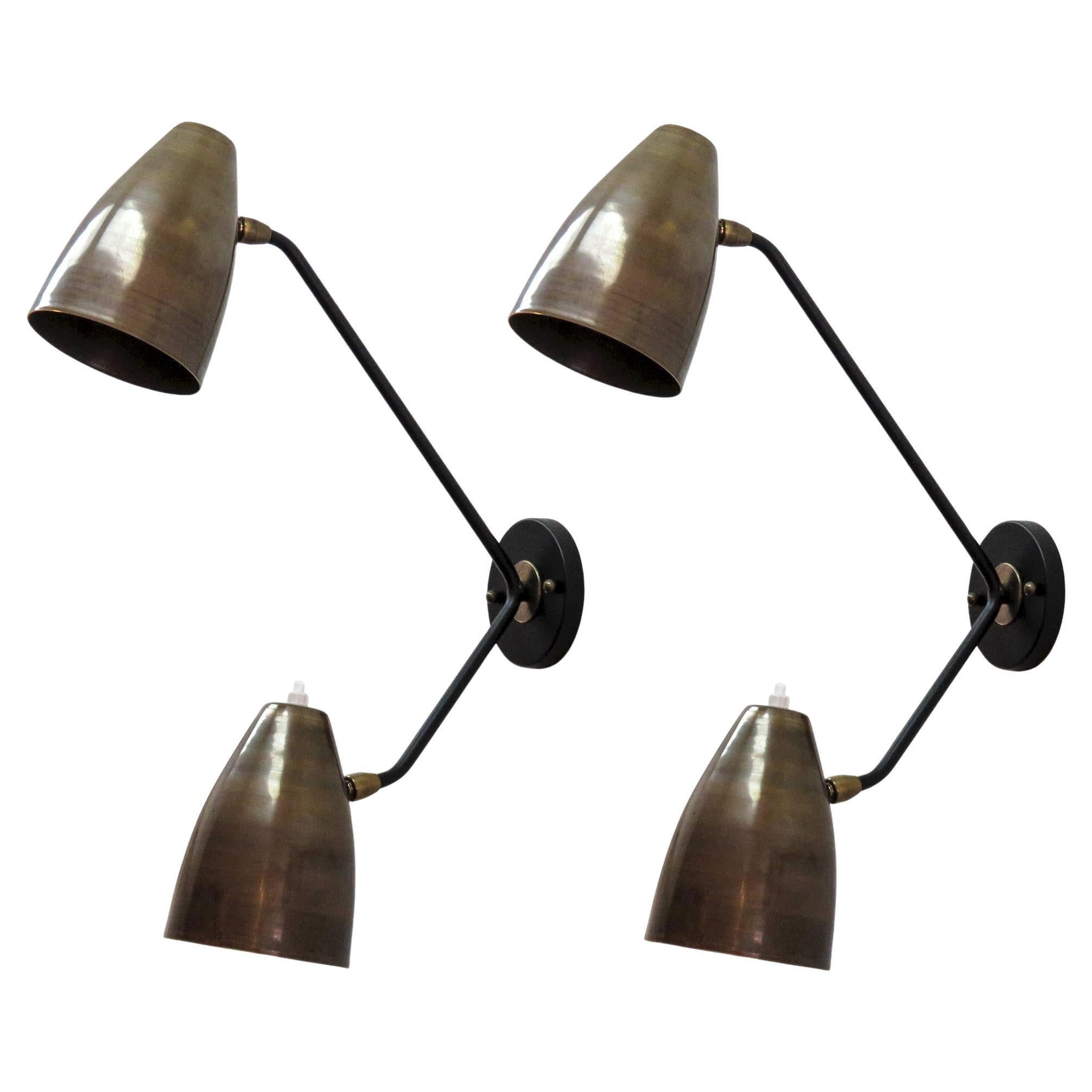 Pre-owned Gallery L7 Handcrafted Aged Brass Double-arm Wall Lights Lb-2 By In Black
