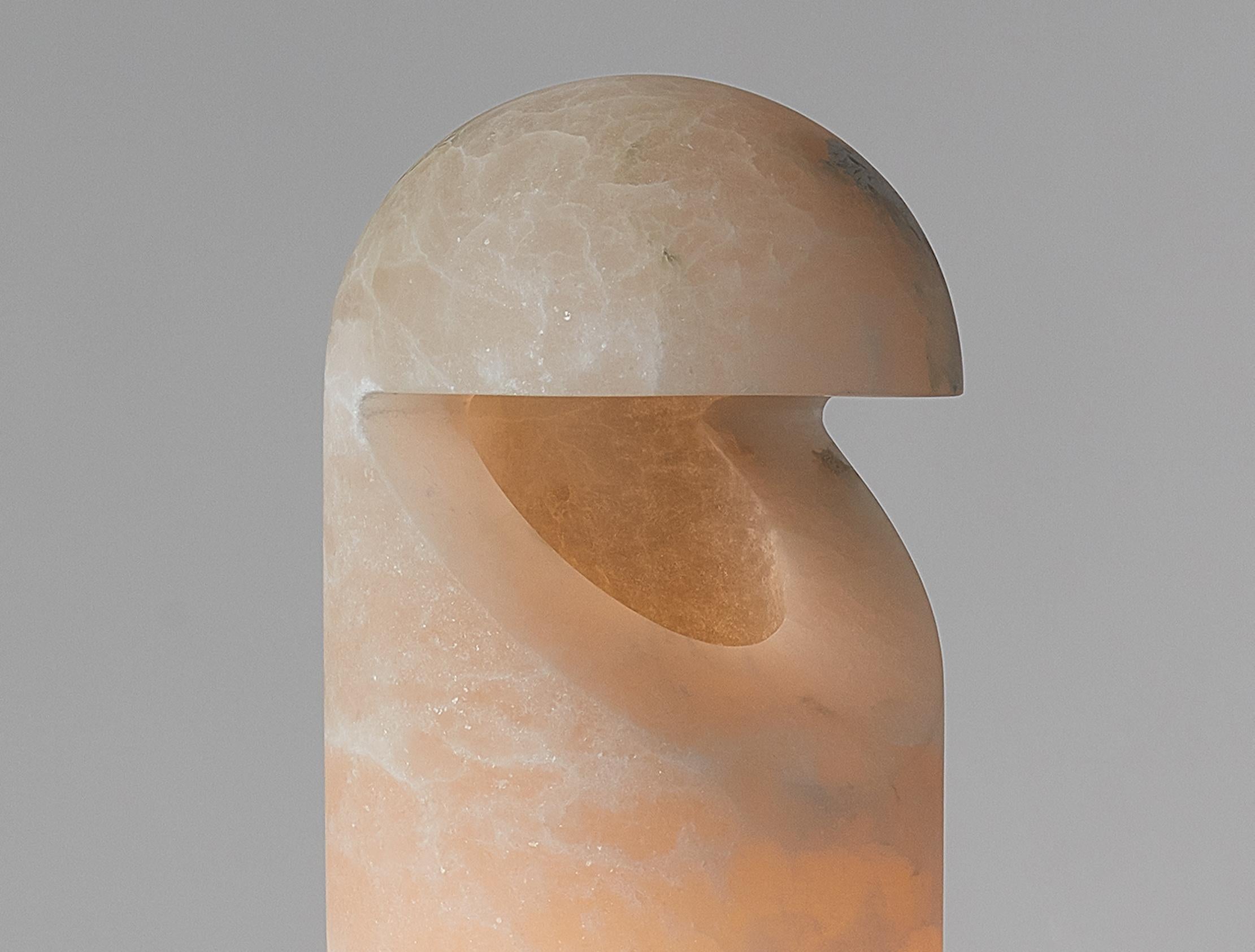 Handcrafted Alabaster Table Lamp by Joshua Linacisoro – Warm Ambient Light For Sale 1