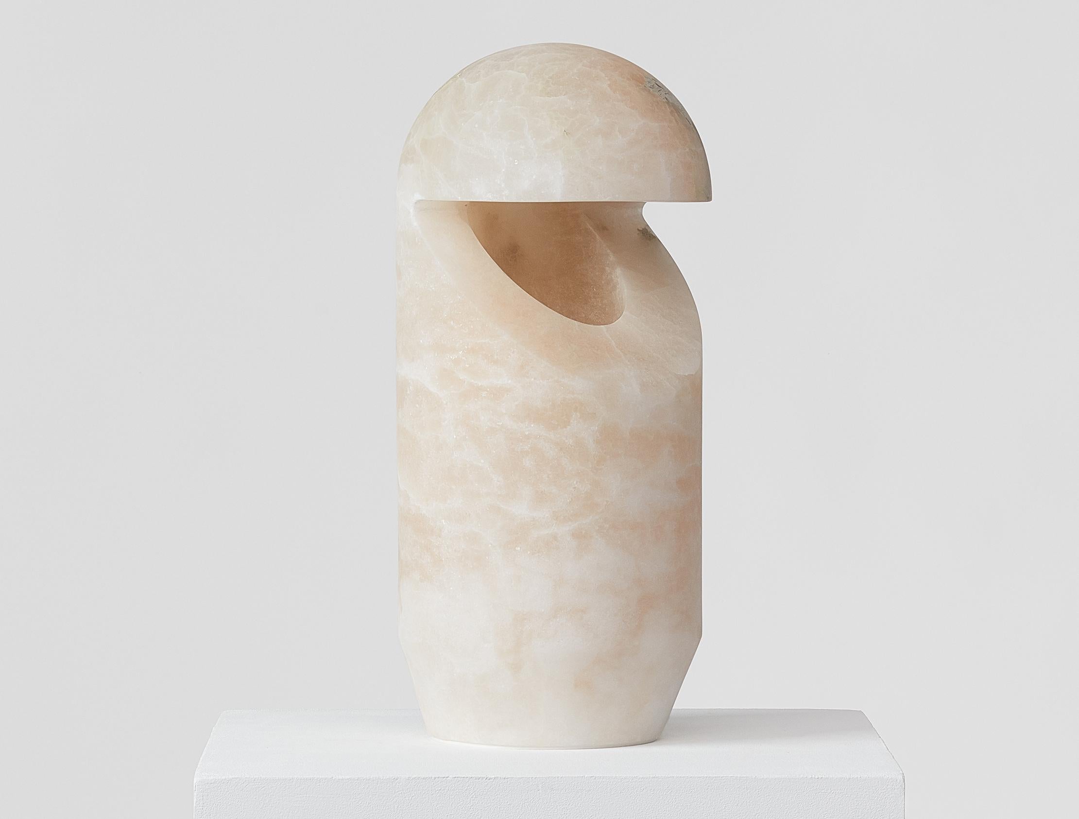 Handcrafted Alabaster Table Lamp by Joshua Linacisoro – Warm Ambient Light For Sale 2