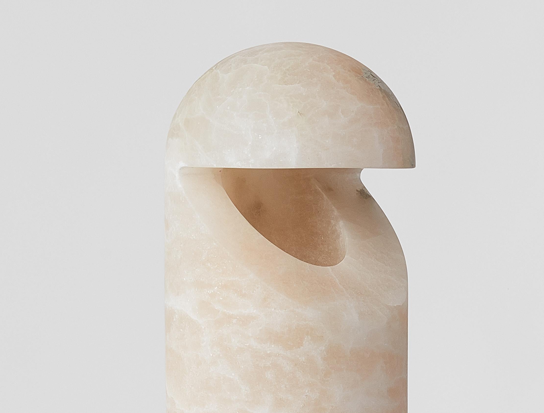 Handcrafted Alabaster Table Lamp by Joshua Linacisoro – Warm Ambient Light For Sale 3