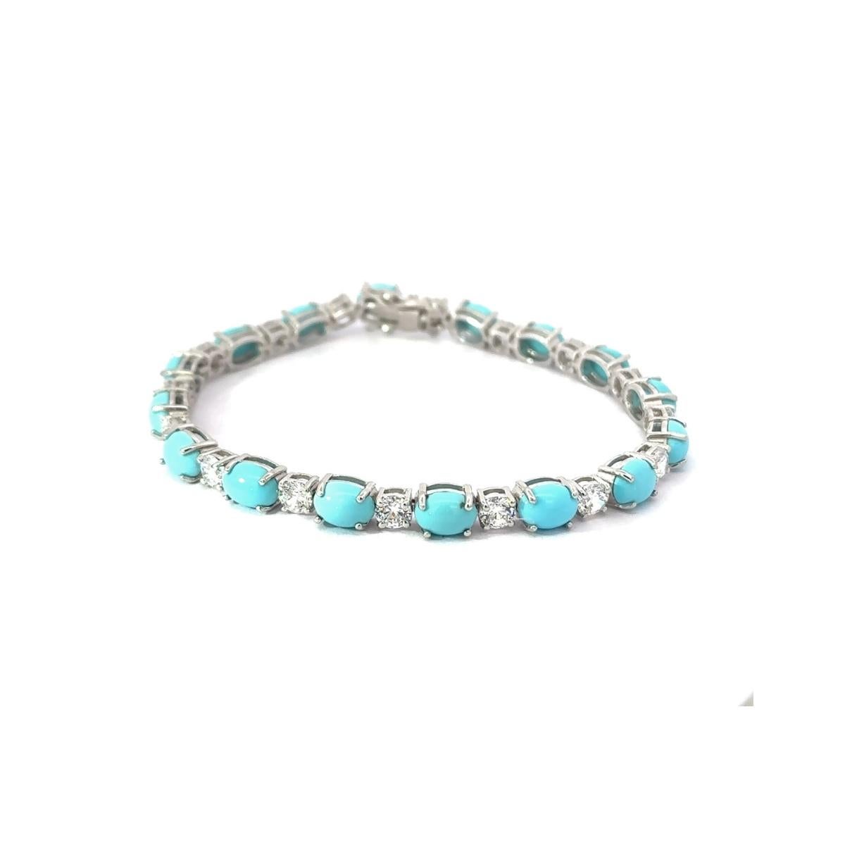 Alluring Natural Turquoise Zirconia Handcrafted Silver Bracelet Gift for Her In New Condition For Sale In New York, NY
